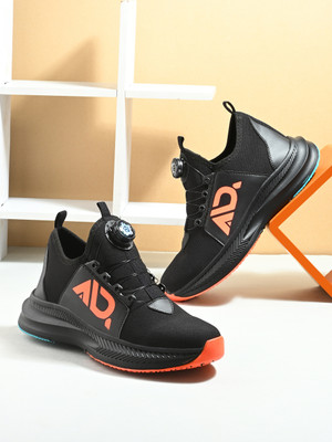 aadi Men's Comfortable Lightweight Fashionable Outdoor Lace Up Casual Sports Running Shoes For Men(Black, Orange , 10)