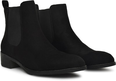 ADHIKARI CREATIONS every time you go Boots with side elastic ankle length Boots For Women(Black)