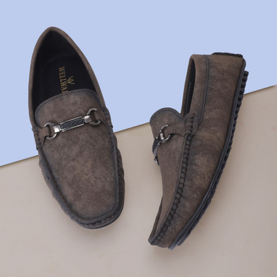 WELLWALK Driving Shoes for Men Mocassin For Men(Brown , 6)