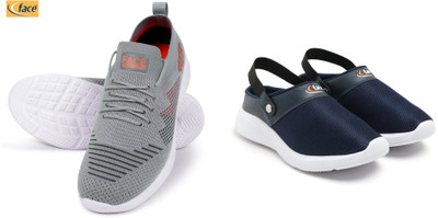 Face Sneakers For Men(Grey, Navy , 9)