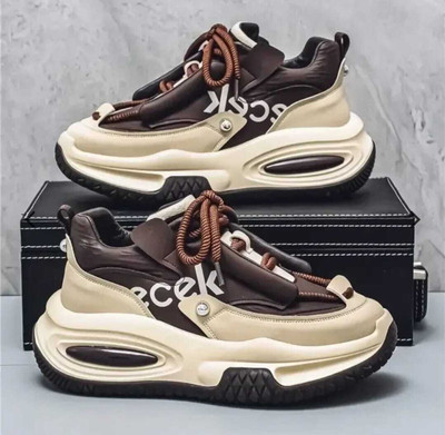 Thatrox Men's Chunky Sneaker Casual Sport Shoe With Thick Sole Walking Shoes For Men Sneakers For Men(Brown , 10)