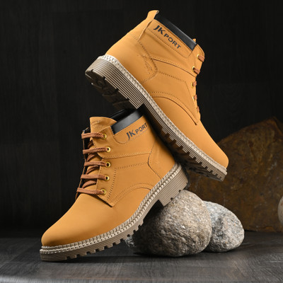 JK PORT Ankle Length Boots for Men | Soft Cushioned Insole Boots For Men Boots For Men(Tan , 9)