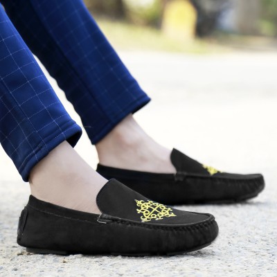 Sabates Suede Loafer Shoes For Men |Suede Material Stylish Casual Loafers For Men Loafers For Men(Black)