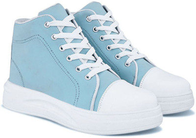 Roadster Women casual lace high top comfortable lightweight partywear sneakers Canvas Shoes For Women(Blue , 5)