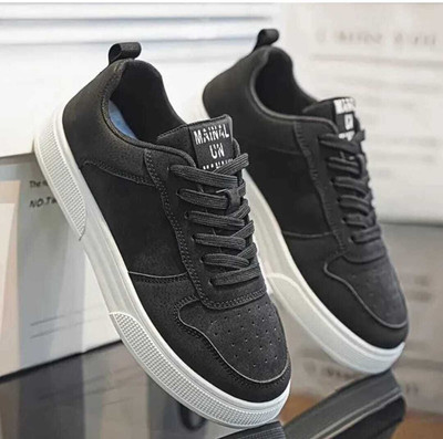 TREADLY Casual Sneakers for Men, Lace-up Suede Sneakers For Men(Black , 9)