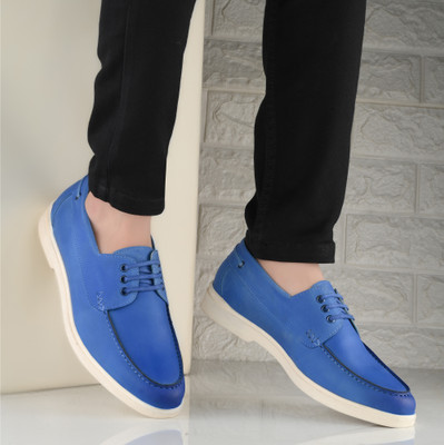 Noak Noak Blue Organic Cactus Leather Boat Shoe Boat Shoes For Men(Blue , 9)