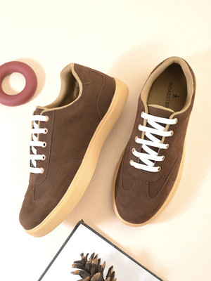 Roadster Men brown suede casual solid classic round toe comfortable everyday sneakers sh Sneakers For Men(Brown , 8)