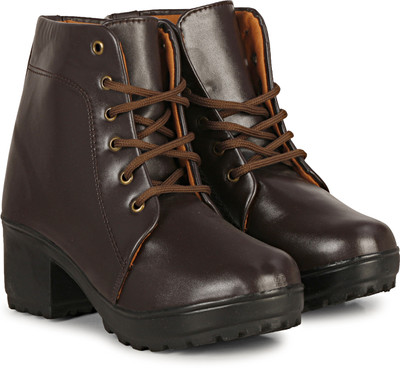 KILLER Latest Trendy Ankle Block Heel Boots Boots For Women(Brown , 6)