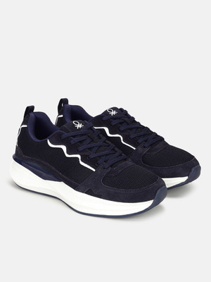 United Colors of Benetton Colorblock Lace-Up Round Toe Athletic Sneakers Sneakers For Men(Blue , 6)