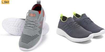 Face s Synthetic leather Shoes | Office & Party Wear Lace‑Up Design Sneakers For Men(Grey, Grey , 9)
