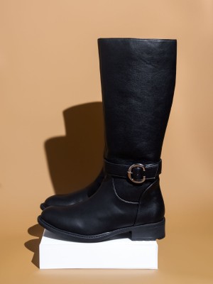 Inc.5 Women Black Round Toe High-Top Block Heel Boots Boots For Women(Black)