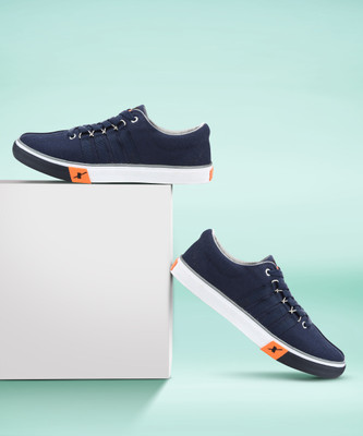 Sparx SM 162 | Stylish, Comfortable | Canvas Shoes For Men(White, Blue , 6 UK/India)