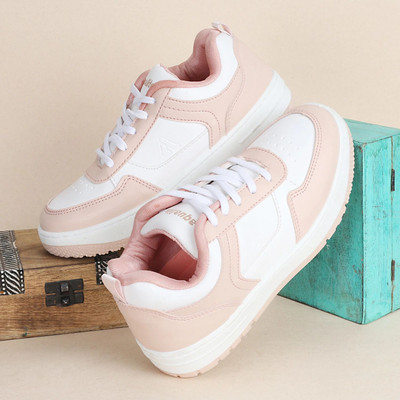 Aqualite Casual Sneaker Shoes for Women | Rounded Front & Cushion Impact Casuals Sneakers Sneakers For Women(White, Pink , 7)