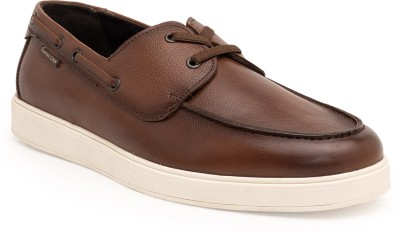 THOMAS CRICK Genuine Leather Boat Shoes For Men(Brown , 9)