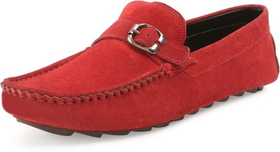 LOUIS STITCH Mens Red Stylish Suede Leather Casual Loafers (ITSUBFR) UK 10 Loafers For Men(Red , 10)