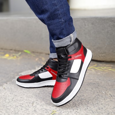 Lutton High Top Air Casual street Wear Ankle Boot Stylish shoes High Tops For Men(Black, Red , 6)