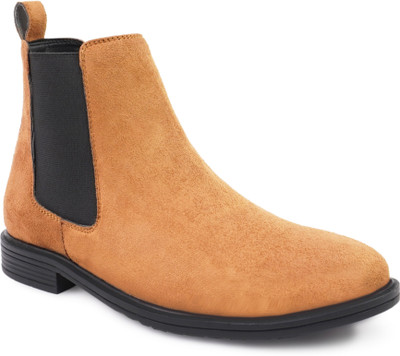Dakarr Men Casual Comfortable Chelsea Slip-On Outdoor Suede Boots For Men Boots For Men(Tan , 8)