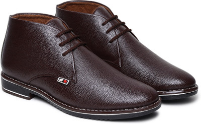Zixer Leather Ankle Formal Shoes Men,Office Long Shoes For Men,Chukka Boots Men Lace Up For Men(Brown , 10)