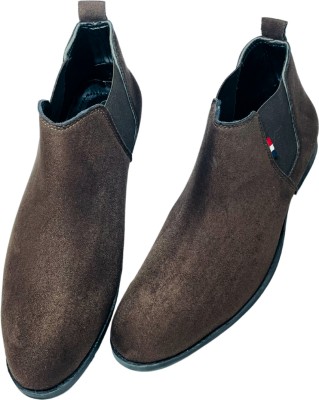 Lee Brown leather chelsea boot Casuals For Men(Brown)