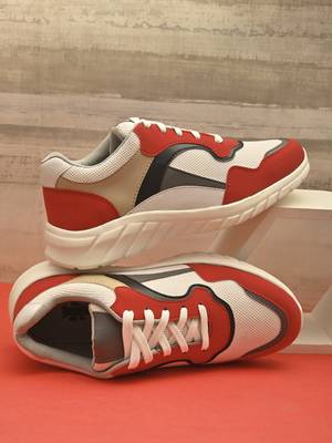 Roadster Roadster Men s Red Faux Leather Casual Lace Up Sneakers