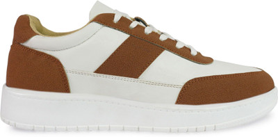 PROVOGUE shoes for mens Sneakers For Men(White, Tan , 7)