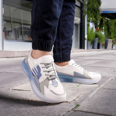HERE&NOW Men's Mesh Material Casual Lace-up Shoes Casuals For Men(Grey , 6)