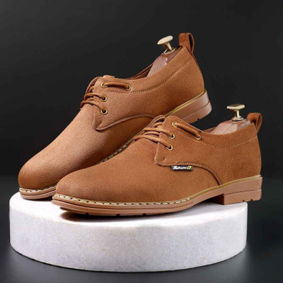 WUGATTI Casual Shoes Walking, Office Comfortable and Classy Sneakers with Extra Comfort Derby For Men(Tan , 9)