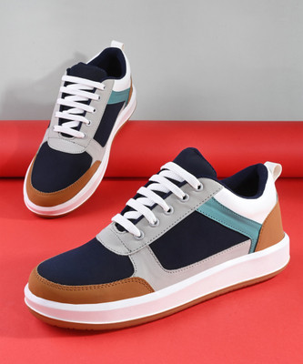 Roadster Lightweight Lace-Ups Casual Sneakers|Synthetic Leather Sneakers For Men(Navy , 11)