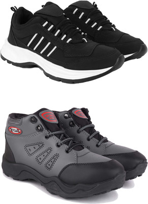 Pennen Men's Lightweight Comfortable Sports Shoes Casuals For Men(Black, Grey , 9)