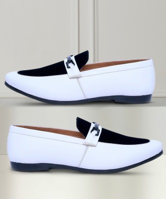 Von kiraro Unique Graceful Mens Loafer Shoes Loafers For Men(White, Black)