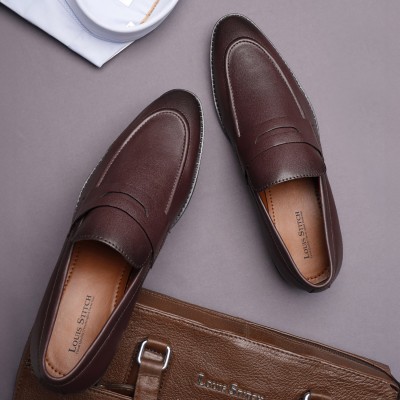 LOUIS STITCH Mens Rosewood Formal Slipon Mocassin Shoes for Men (RGMC) - UK 7 Mocassin For Men(Maroon)