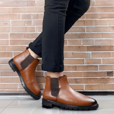 Empeno Chelsia Ankle Boot With Low Heels | Trendy, Stylish & Casual Winter, Snow Boots For Men(Tan , 10)