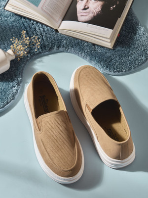 Roadster Everyday Edge Trendy Fashion Slip On Sneakers For Men(Tan , 7)