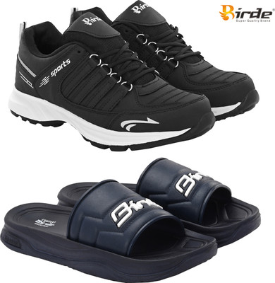 Birde Birde Stylish Combo Pack of 2 Lightweight Gym, Outdoor Shoes With Slides Walking Shoes For Men(Black, Navy , 7)