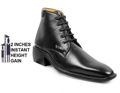 BXXY Men's Black Height increasing Latest Formal Party wear Lace-Up Boots Lace Up For Men(Black)