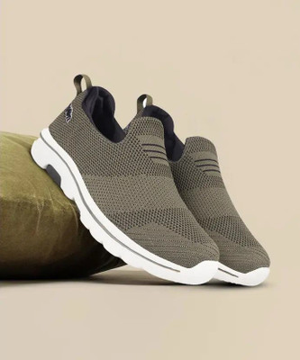 action Athleo ATG 487 Comfortable Lightweight Breathable Sports Slip On Running Shoes For Men(Olive , 10)