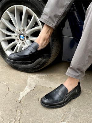 CARLO ROMANO Mocassin Casual Shoes | Black Loafers For Men | Slip on casual shoe for men Slip On For Men(Black)