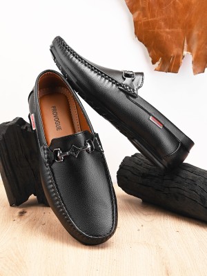 KILLER Killer Men Black Faux Leather Casual Slip On Loafers Loafers For Men(Black)