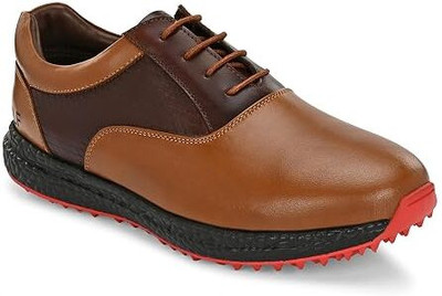 HITCARO Men's Professional & Premium Leather Golf Shoe Outdoors For Men(Brown , 5)