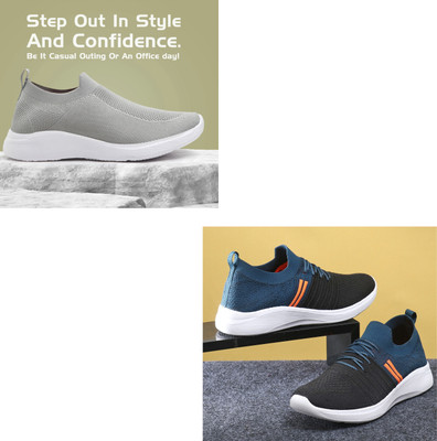 Face Stylish Sports Shoes for Men – Ideal for Running, Gym & Training Sneakers For Men(Grey, Red , 8)