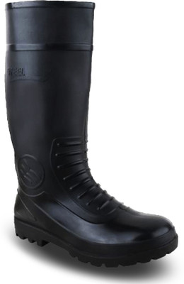 Elecant PVC 15-inch Industrial Gumboots, Non-Metallic Toe, Oil, Water and Acid Resistant Boots For Men(Black , 10)