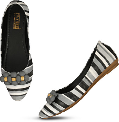 Tryfeet Ravishing Colorblock Flat Pointed Ballerinas Bellies For Women(Grey , 8)