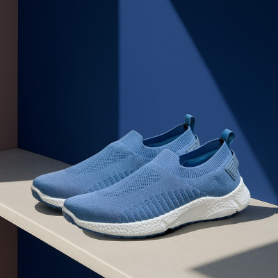 Neemans Knit Ease Slip Ons for Men | Breathable, Cushioned Comfort Slip On Sneakers For Men(Blue , 6)