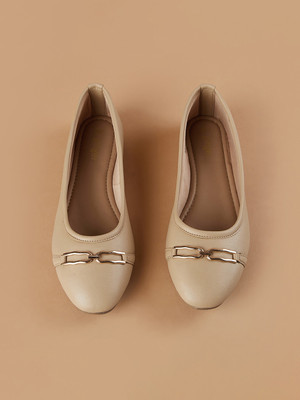 Ginger by Lifestyle Metal Accent Ballerinas Bellies For Women(Beige , 5)