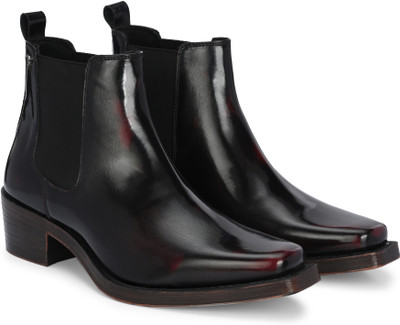 Delize CowBoy Ankle Boots For Men(Burgundy , 11)