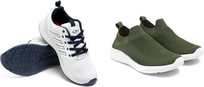 Face Stylish Sports Shoes for Men – Ideal for Running, Gym & Training Sneakers For Men(Olive, White , 7)