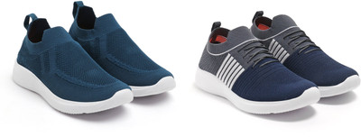 Face Stylish Sports Shoes for Men – Ideal for Running, Gym & Training Sneakers For Men(Navy, Grey, White, Blue , 7)
