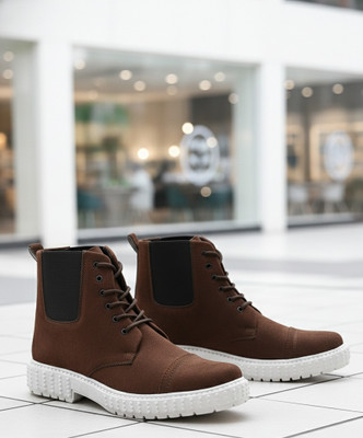 Real Bliss Classic Stylish Comfortable Outdoor HIGH-TOP Ankle Length Boots For Men High Tops For Men(Multicolor , 6)