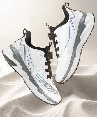 Abros INVADAR Athleisure Cultured Round-Toe Shape & Quick On-Off Dial Lace Technology Sneakers For Men(White, Grey , 10)