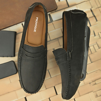 PROVOGUE Loafers For Men(Black , 7)
